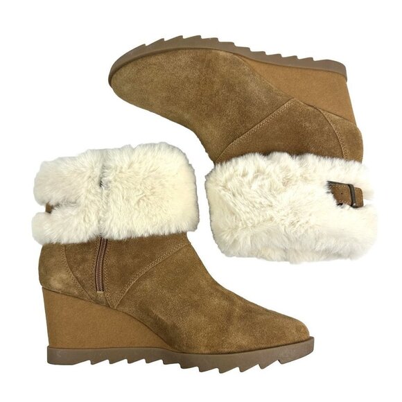 Koolaburra By Ugg Elladine Boot 11 Brown Suede Leather Ankle Bootie Wedge Womens - Picture 1 of 11